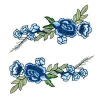 Módní Nášivky na oblečeni - Květy Růže Modre - Sada 2 ks