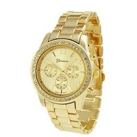 Luxusní zlaté dámské hodinky Geneva za stylovou cenu (ZCZT2)