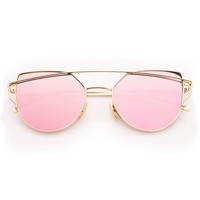 Luxusní Sluneční Brýle Zrcadlové Glam Rock - Růžové