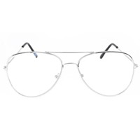 Stylové čiré brýle Aviator - Pilotky - Střibrné