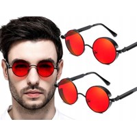 Sluneční Retro Brýle Lenonky Steampunk Premium - Červené